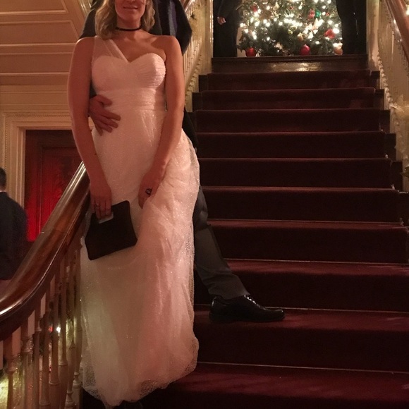 Off white sequence party gown . - Picture 2 of 5